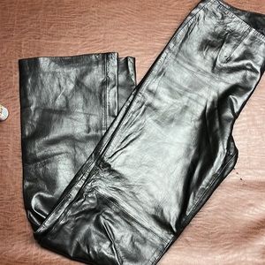 Gently used black calf leather pants with side zipper